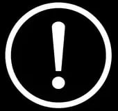 white exclamation mark inside white circle 