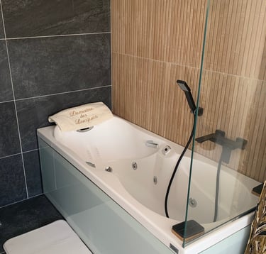 Bath tub with shower hose for spa and hydrotherapy at Domaine Des Lucques