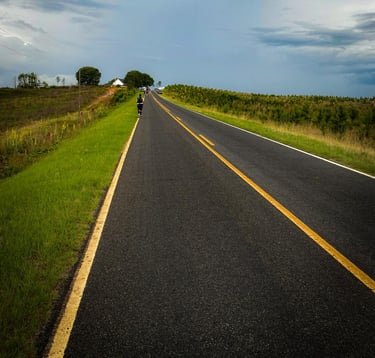 Running uphill on a country road