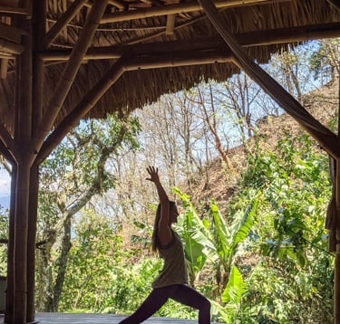 practicing yoga in the jungles of Lake Atitlan, Guatemala