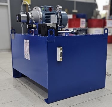 Blue coloured compact Hydraulic Power pack by Verkora