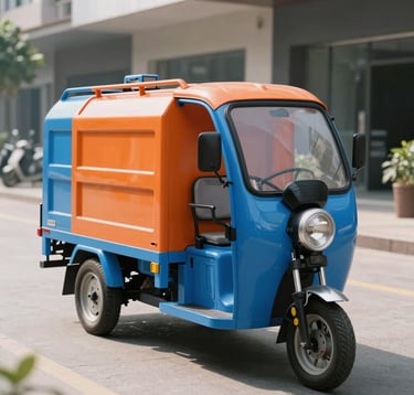 Vertex Specialized Electric Tricycles including Express Delivery and Sanitation models ready for custom export