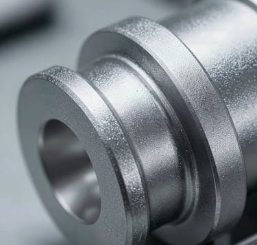 A macro photography shot focused on the raw material texture of a premium industrial component. The surface shows a refined silver mist finish with precise edges. The lighting is editorial and sophisticated, emphasizing technical perfection and quality. Shot in a North American / US research environment.