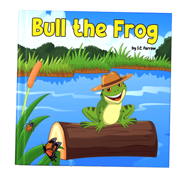 Cover of a colourful childrens picture book featuring a smiling frog wearing a hat