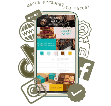 celular mostrando un branding con redes  sociales