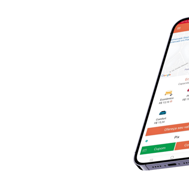Tela do app APKTEM mostrando mapa de mobilidade urbana e corridas.