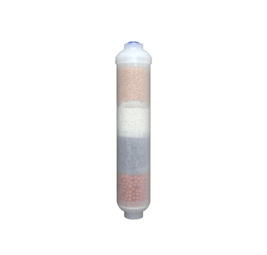 Inline small molecule antibacterial mineralization filter cartridge