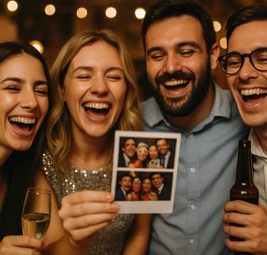 Freunde genießen magische Momente mit der Magic Mirror Fotobox von Partivent – Erinnerungen, die ble