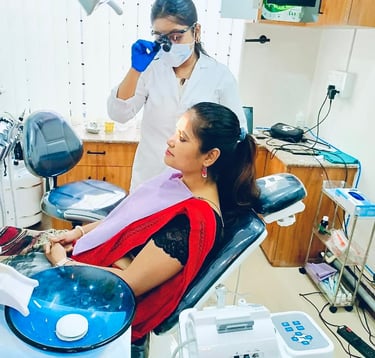 Doctor Sunayana checking a patient in groove dental clinic