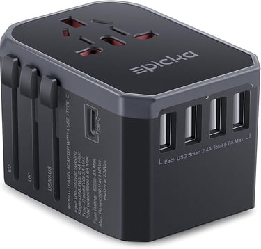 EPICKA Universal Travel Adapter One International Wall Charger AC Plug Adaptor with 5.6A Smart Power and 3.0A USB Type-C