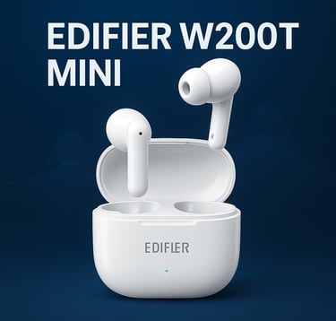 um par de fones de ouvido com a inscrição edifierer mini