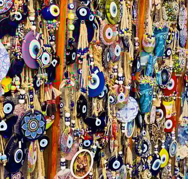 colorful souvenirs in Lindos village in Rhodes Greece
