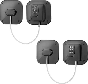 a set of three black and white electronic locks on a white background