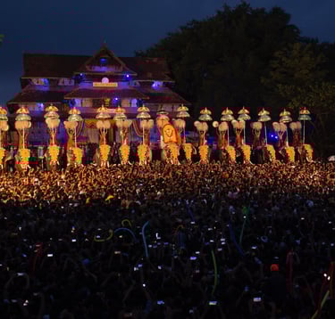 Thrissur Pooram is a major annual Hindu temple festival held in Thrissur, Kerala, India.