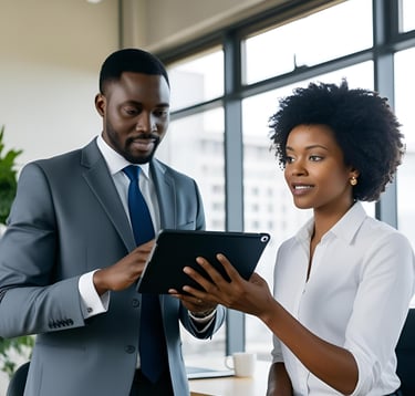 African man and woman in Office Environment