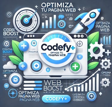 "Diseño web optimizado con elementos tecnológicos, engranajes y una interfaz futurista de desarrollo
