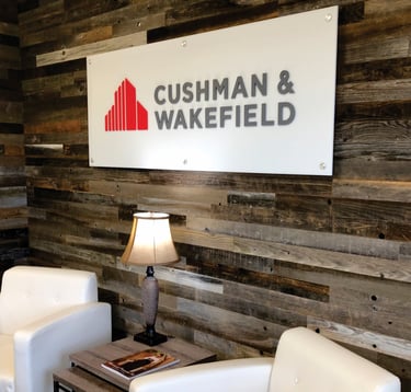 Interior reception sign made from acrylic