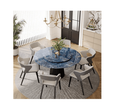 25Home Round Super Crystalline Stone Dining Table & Cosmopolitan Chairs