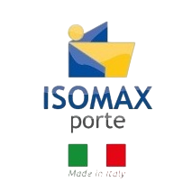 ISOMAX porte logo featuring Italian flag colors and high-quality Italian doors branding.