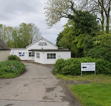 Clavering Village Hall exterior on Hill Green in Clavering near Saffron Walden, The Musical Box baby & toddler music group.