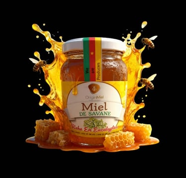 a jar of honeycomb honey with honeycombs and honey