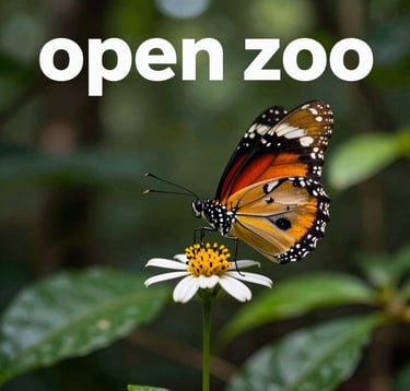 A high-detail close-up of a rare, vibrant butterfly resting on a wildflower in the Godawari forest. The background is a soft blur of deep sea green foliage and dappled sunlight, capturing the 'open zoo' atmosphere of the jungle.