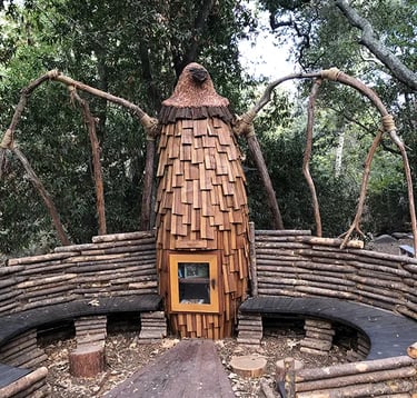 atural wood playhouse and library in Santa Barbara.