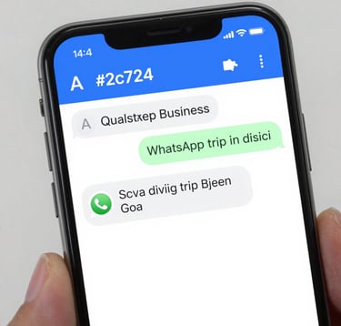 A close-up of a premium smartphone screen displaying an automated WhatsApp Business chat. The chatbot is qualifying a customer inquiry about a scuba diving trip in Goa. The interface is clean, professional, and features the Ads24 palette of #2C7DA0 and white.