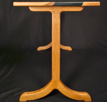 Solid Oak and Black Epoxy Desk side ground view