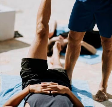 leg stretching as part of Wollongong massage treatment