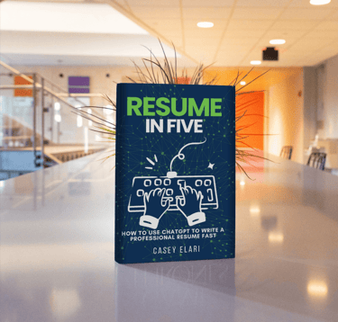 a book cover of resume in a library