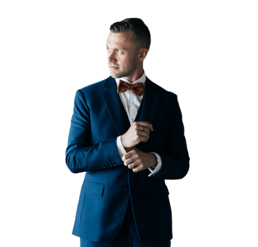 a man in a blue suit