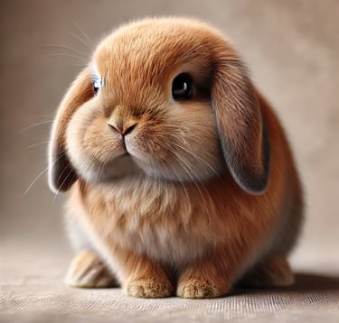 a brown mini lop rabbit sitting