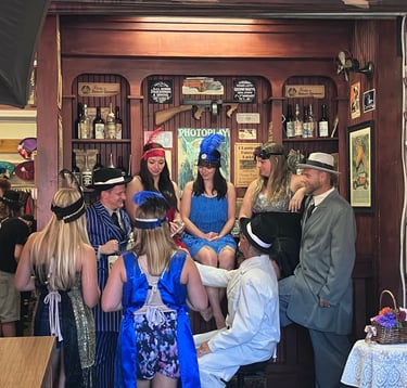 People waiting at Old Time Photo Studio. 