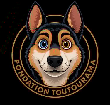 a dog with a dog in a circle with the words foundation for the foundation of