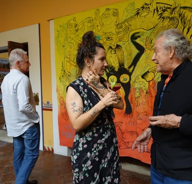 Private art show at the Vibrant Spanish Retreat House. Photo: Ksenia, Raúl Herrara and Paul Gray