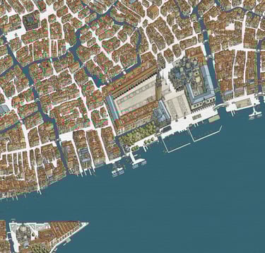Hand-drawn map of Venice, Italy, detail — deliaMAPS