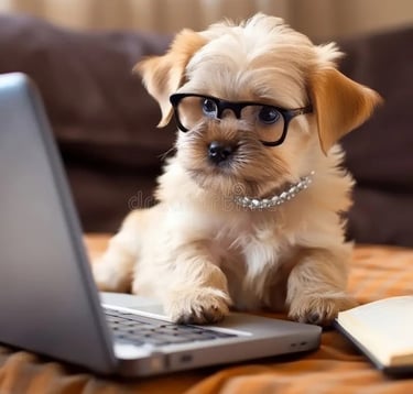 Perrito con computadora