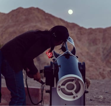 "Stargazing at Hanle, India's first dark sky reserve, through a telescope.