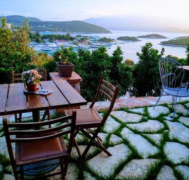 "Create Memories with Family and Friends on the Common Use Terrace at John's Guesthouse in Ksamil"