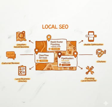 Infographic showing Local SEO pieces