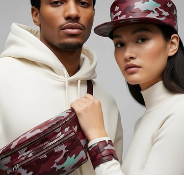 Contemporary photo of an interracial male and female couple in studio  wearing premium clean fashion