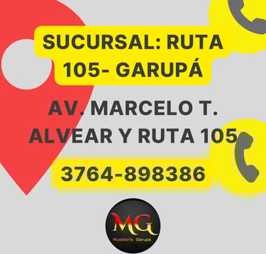 address and telephone number of one of the furniture store's branches Avenida T. deAlvear y ruta 105