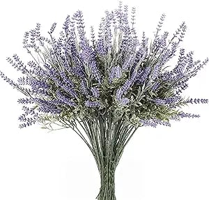 Rustic faux silk lavender bundle, lifelike floral decor for warm rustic living rooms.