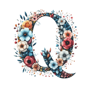 Lettre Q remplie de fleurs