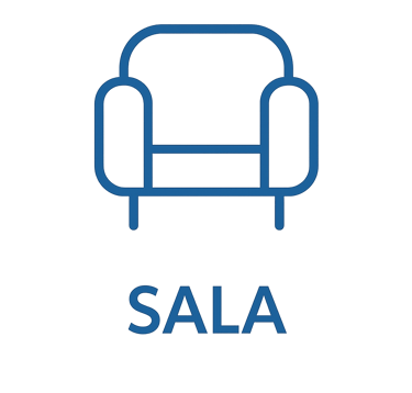 Ícono azul que representa la sala, imagen ilustrativa