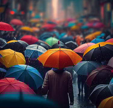 Individual alone in a crowd, reflecting social anxiety.