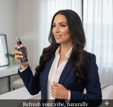 lady using Back2naturalness natural body spray on her body