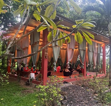Yoga and meditation during retreats in Las Lajas, Chiriqui, Panama
