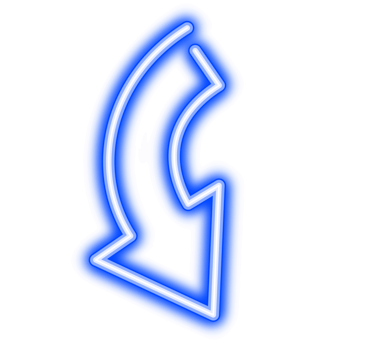 Outline of a Blue neon glowing arrow